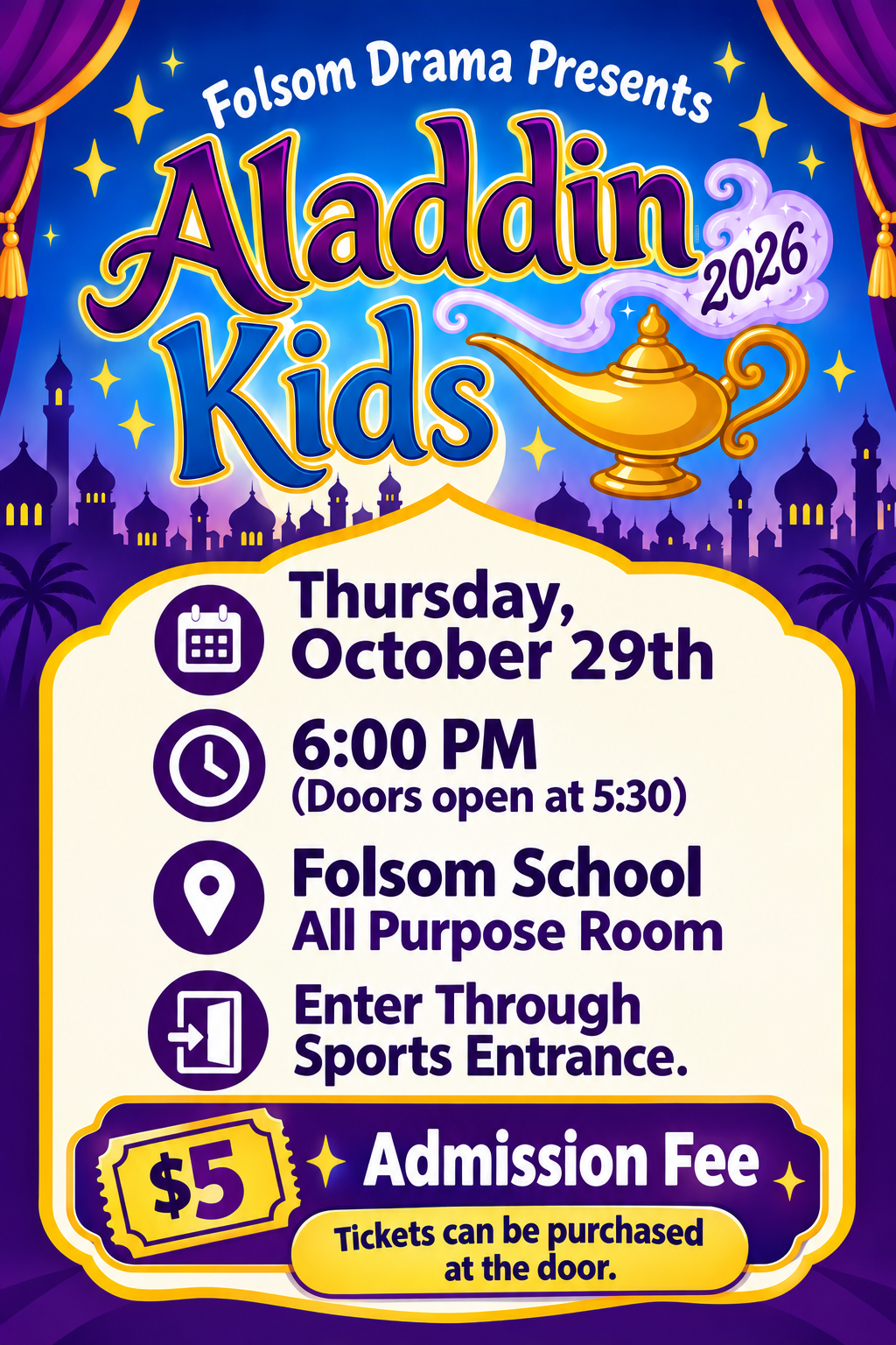 Folsom Drama Presents: Aladdin Kids 2026